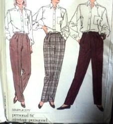 7703 Simplicity PROPORTIONED FLY FRONT YOKE PANTS PATTERN 12 uncut